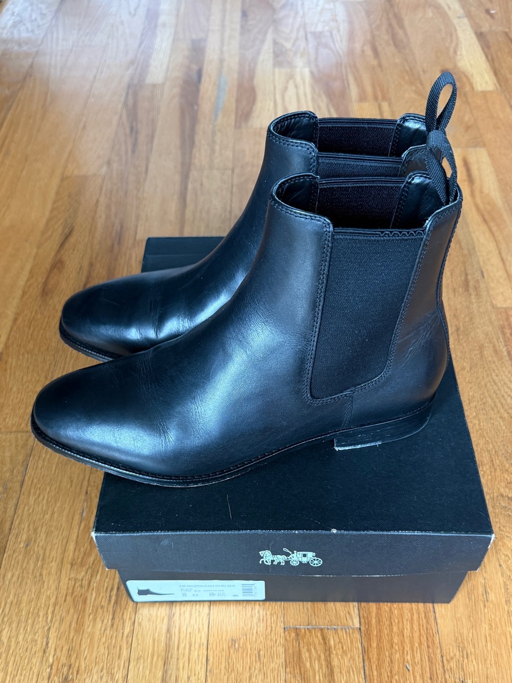 EUC Coach Mens Metropolitan Black Leather Chelsea Boots Size 8D In Box MSRP $295 - Picture 2 of 8